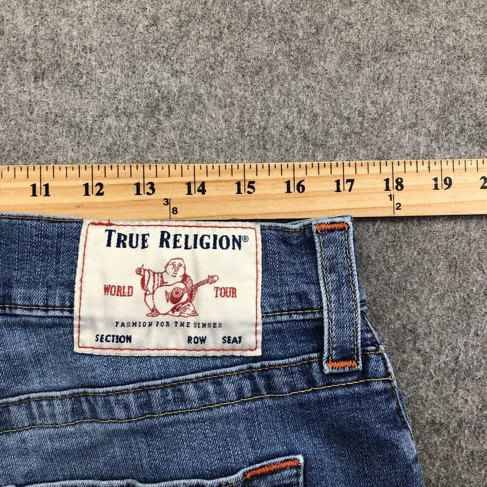 True Religion Geno Jeans Mens 34 Blue Medium Wash Relaxed Slim Straight Denim
